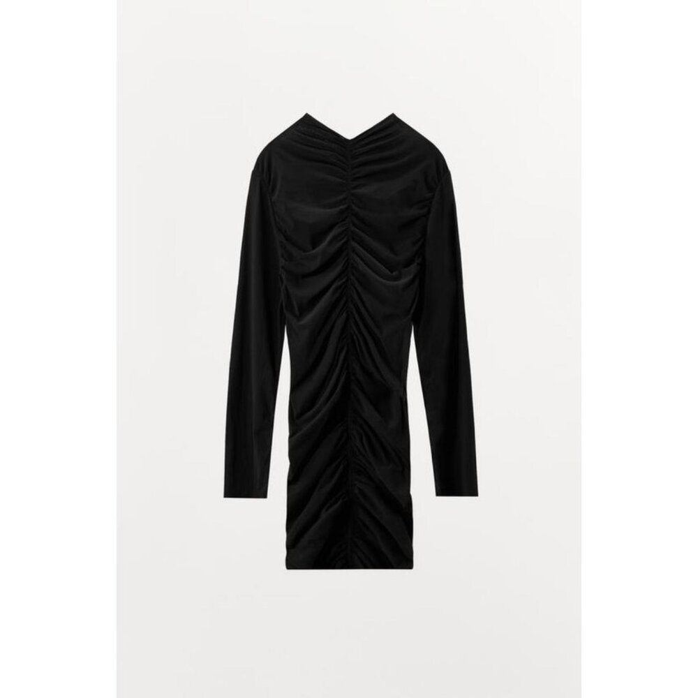 ZARA GATHERED SHEER MINI DRESS - Picture 6 of 8